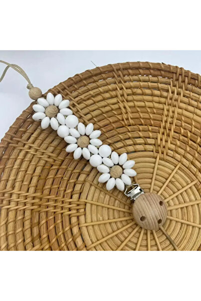 Choice15 White Baby Girl Pacifier Clips Flower Soother Clip Handmade Silicone...