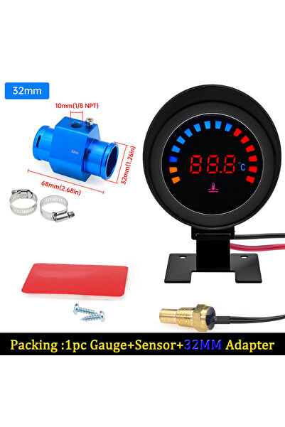 Choice7 مقياس حرارة الماء الرقمي LCD بقطر 52 مم مع محول أزرق 32 مم، يعمل بجهد...