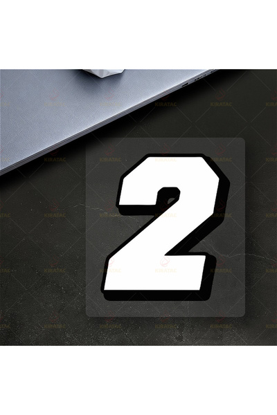 Choice1 ملصقات دراجات نارية بيضاء برقم 2، ارتفاع 5 سم، قطعة واحدة، مقاومة للم...