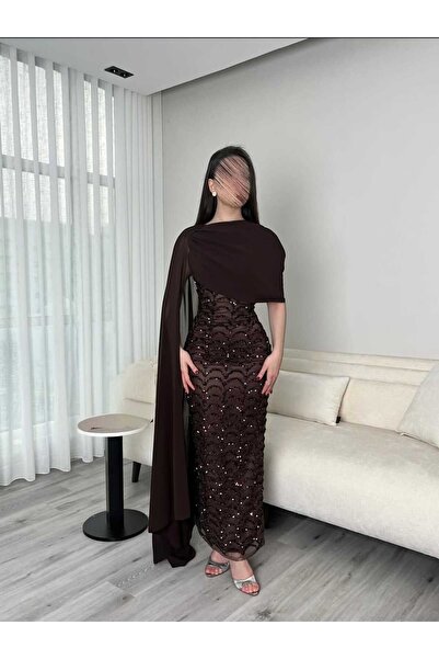 ZAHRA Women's brown sequined dress