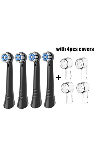Choice11 4 رؤوس فرشاة أسنان بديلة سوداء مع 4 أغطية (عبوة من 4/8/12/16) متوافق...