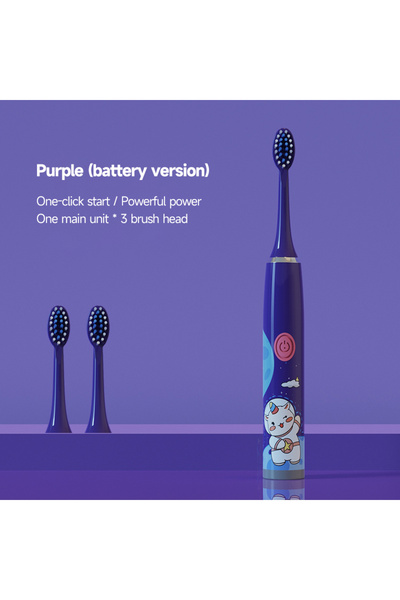 Choice1 فرشاة أسنان كهربائية للأطفال قابلة لإعادة الشحن، مزودة بثلاثة رؤوس فر...