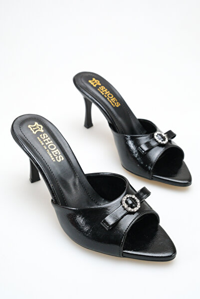 BUNİPARK Parker Women's Thin Heeled Pointed Toe Slippers with Buckle Detail o...