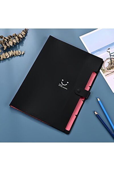 Choice6 black A4 Multi-Layer Folder File Bag Candy Color Five Grid Organ Bags...