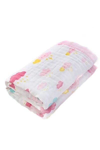 IPlantLove Pătură pentru bebeluși ®, 100% bumbac, nori roz