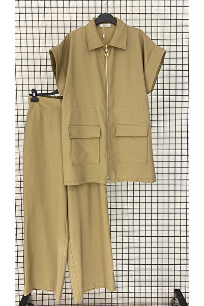 Armine Trendy New Season Linen Fabric Summer Sports Set with Back Detail