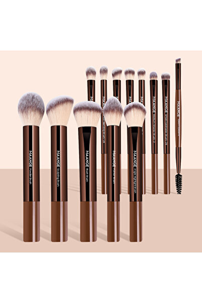 Choice مجموعة فرش مكياج قهوة مكونة من 13 قطعة: فرشاة كريم أساس، كونسيلر، بودر...