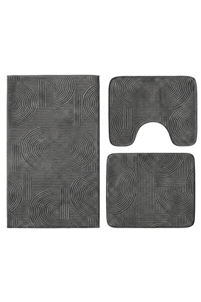 OEM Anti-slip bathroom rug set, 3 pieces, modern design with braces
