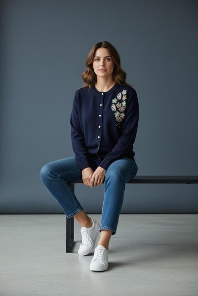 Novalüx cardigan cu broderie florală