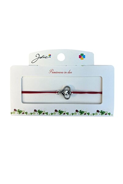 JOLIE Set of 5 Bracelet with Metallic Pendant, Jolie, Red Textile Cord, Styli...