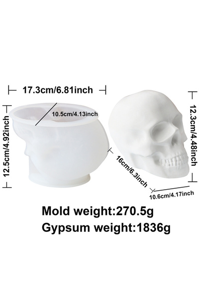 Choice6 Skull mold-270g 3D Skull Shape Silicone Mold DIY Halloween Skull Cand...