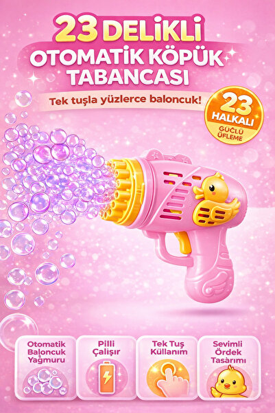 HOŞGARDENS Duck Çok Delikli Pilli Köpük Atan Tabanca Oyuncağı 23 Delikli Bubb...
