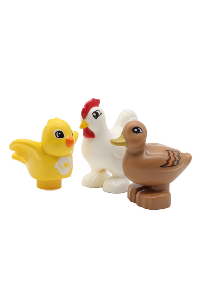 choice2 مجموعة حيوانات حديقة الحيوان - دجاج، بط، طيور - مكعبات بناء كبيرة الح...