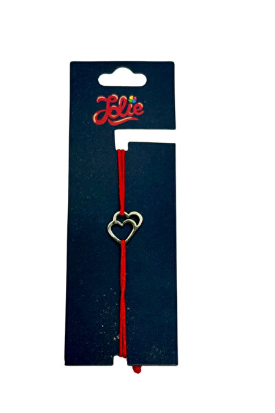 OEM Silver stainless steel bracelet with red string, for children, Two Hearts...