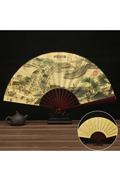 Choice3 مروحة يدوية قابلة للطي على الطراز الصيني العتيق، بمقبض خشبي، مقاس 33....