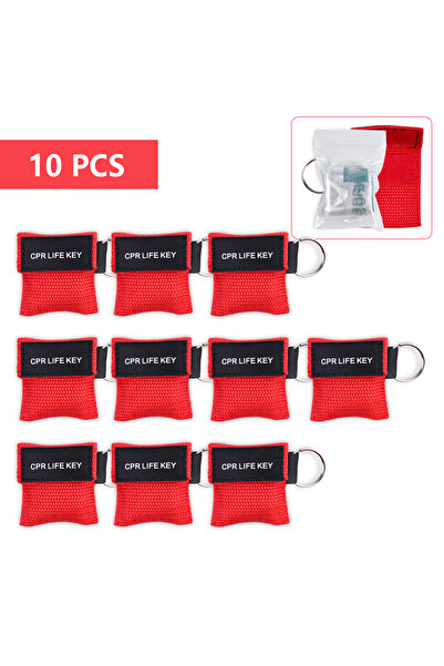 Choice5 10 قطع من أقنعة الإنعاش القلبي الرئوي الحمراء (5/10 قطع) للاستخدام مر...