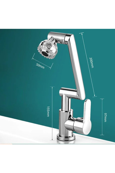 choice2 صنبور عالمي بذراع ميكانيكي فضي، مناسب للحمامات والمطابخ، مقاوم للرذاذ...