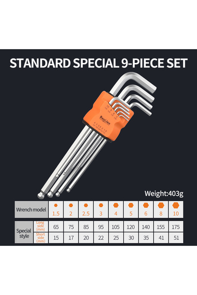 Choice4 مجموعة مفاتيح توركس نجمية برأس كروي B مكونة من 9 قطع، تتضمن مفاتيح أل...