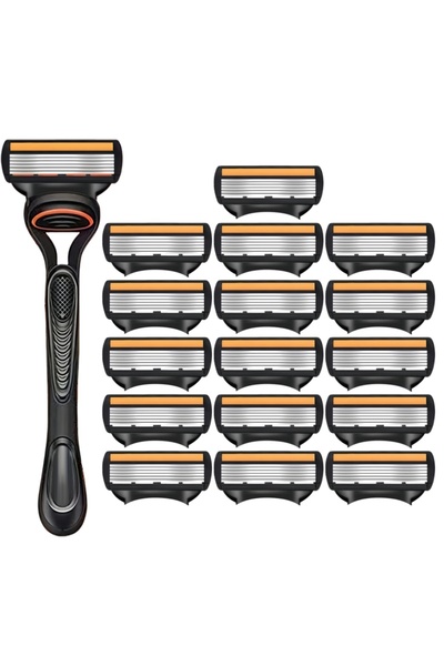 Choice4 ماكينة حلاقة كلاسيكية بستة شفرات، مزودة بحامل واحد و16 شفرة، مناسبة ل...