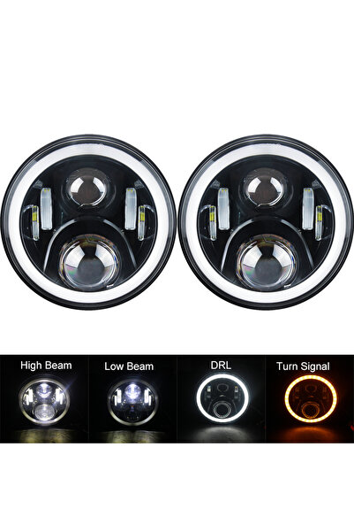Choice7 مصباح أمامي LED دائري أسود 95 واط، قطعتان، 7 بوصة، لسيارات جيب رانجلر...