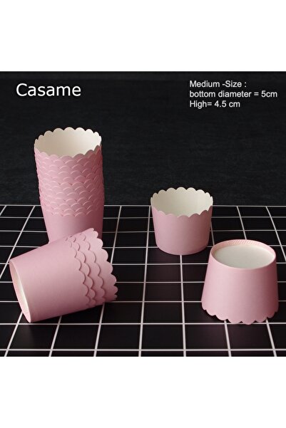 Choice8 ٥٠ قطعة من بطانات أكواب الخبز والكب كيك لون سادة الوردي، أكواب ورقية ...