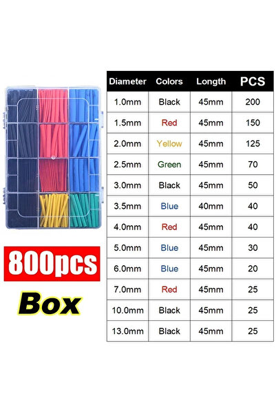 Choice3 مجموعة أنابيب انكماش حراري بأحجام متنوعة، 800 قطعة (علبة)، لتوصيل الأ...