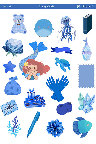 MirayDesign 1 Φύλλο με Μπλε Θέμα, Αυτοκόλλητο 12*17 εκ. /Για Λεύκωμα Σημειώσε...