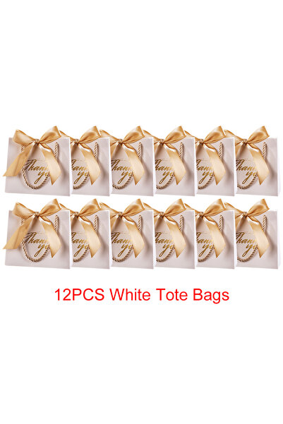 Choice3 حقيبة تعليقة هدايا برونزية قابلة لإعادة الاستخدام، 12 قطعة بيضاء، 6/1...