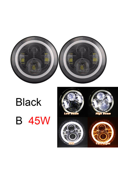 Choice8 مصباح أمامي LED دائري أسود 45 واط، قطعتان، 7 بوصة، لسيارات جيب رانجلر...