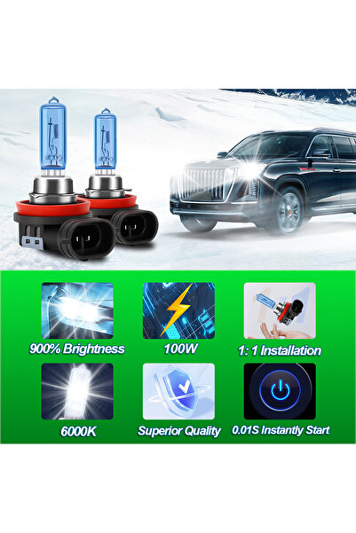 choice2 مصباحان زينون H1 H4 H7 H11، قاعدة H9، 6000 كلفن، 50000 لومن، مصباح أم...