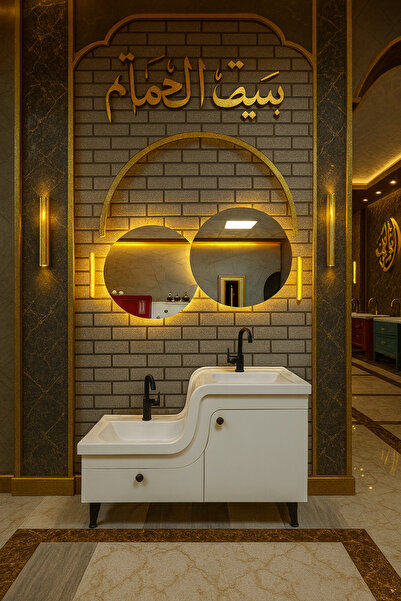 TEKDEKOR Abdest Lavabo/Z lavabo /çocuk yaşlı engelli lavabosu 115x45 cm sol b...