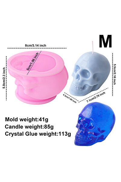 Choice3 Skull mold - Pink-M 3D Skull Shape Silicone Mold DIY Halloween Skull ...