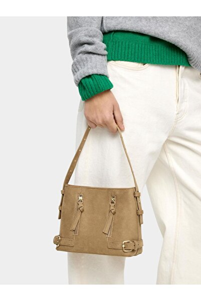 PARFOIS Kadın Tokalı ve Deri Efektli Bucket Çanta