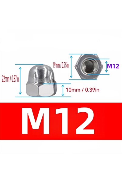 Choice3 صواميل مخروطية الشكل من الفولاذ المقاوم للصدأ DIN1587-M12-2pcs SS A2-...