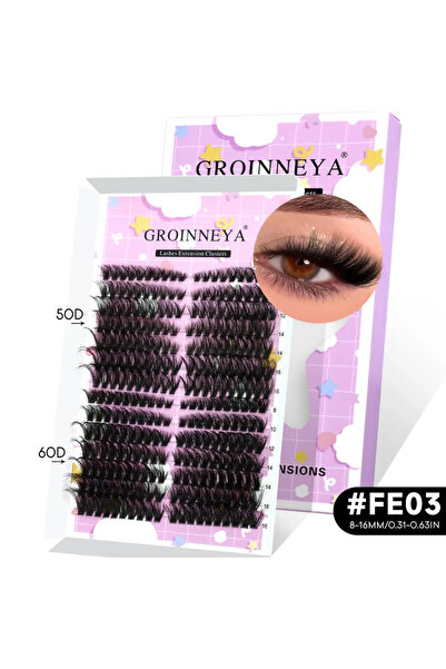 Choice7 مجموعة رموش FE3 GROINNEYA الطبيعية بتصميم قطة، أطراف مجنحة، رموش طويل...