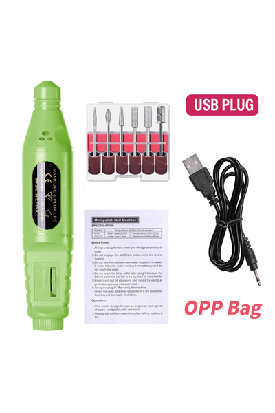 Choice6 حقيبة OPP خضراء، طقم برد أظافر كهربائي 6 في 1 من YIKOOLIN، جهاز تلميع...