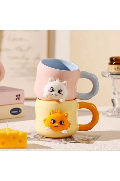 Livava Ceramic Mug with Kitten Design, Stylish Design, Gift Boxed, Coffee & T...