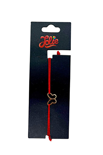 OEM Brățară din inox argintiu cu șnur roșu pentru copii, model Fluturaș Delic...