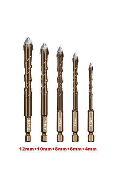 Choice1 مجموعة رؤوس حفر البلاط المتقاطعة (5 قطع وعلبة تحتوي على 1/2/3/4/5/7 ق...