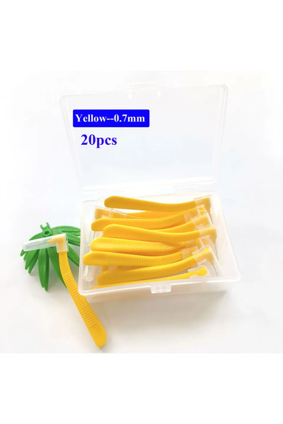 Choice فرشاة أسنان صفراء على شكل حرف L، 0.7 مم، 20 قطعة، 0.6-1.2 مم، مع علبة،...