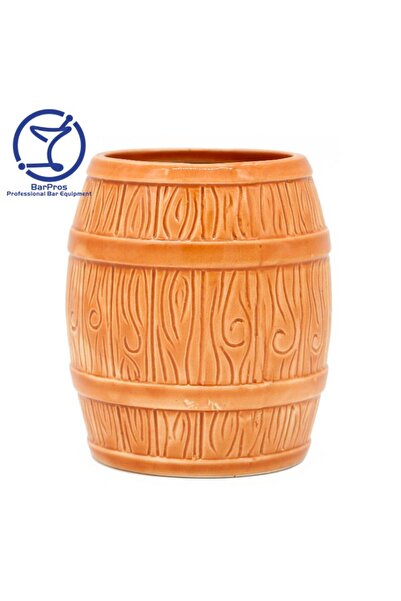 BarPros Ceramic Barrel Tiki Mug 510 ml - Brown Novelty Cocktail Glass for Mai...