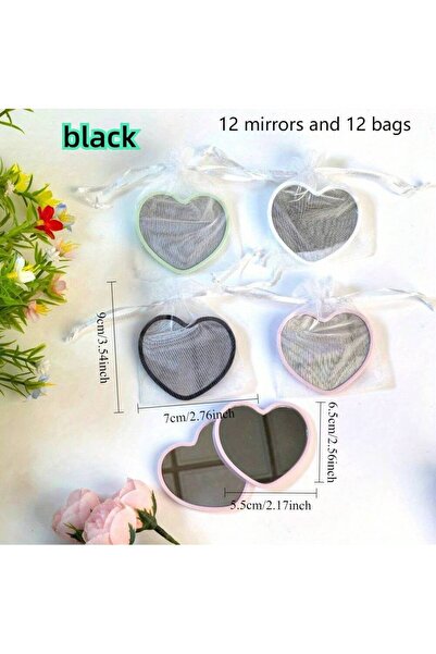 Choice1 black-24pcs 24 heart-shaped portable mirror sets, including 12 mirror...