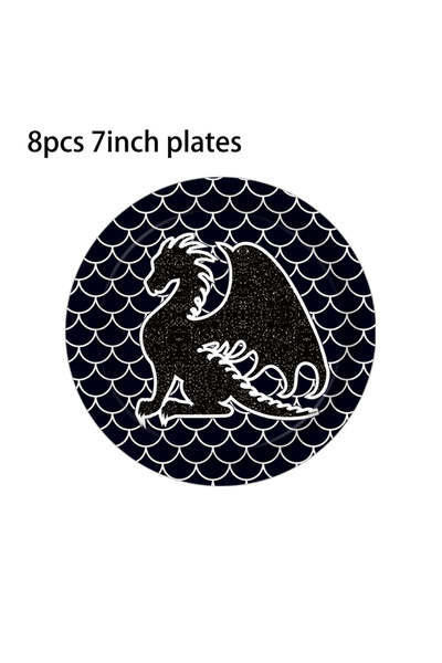 Choice1 MM207-8pcs-7inch Cartoon Black Dragon Theme Disposable Tableware Sets...
