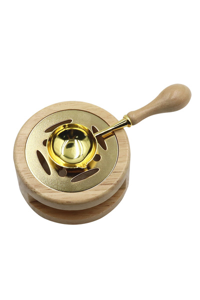 Choice9 طقم تدفئة ختم الشمع بيج اللون، فرن ختم شمع خشبي مع ملعقة إذابة، فرن إ...