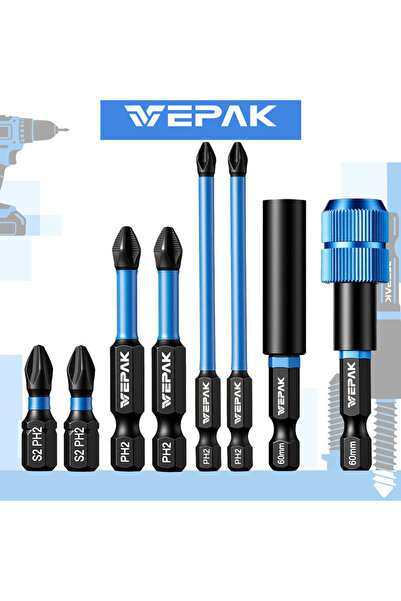 Choice7 BIT-SET-8PCS VEPAK Impact Screwdriver Bit Holder Set Hexagonal Handle...