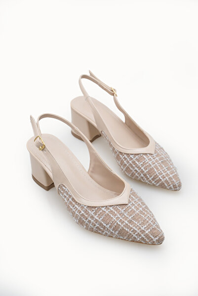 Riccon Women's Pointed Toe Open Back Heeled Shoes 0012453 Tan