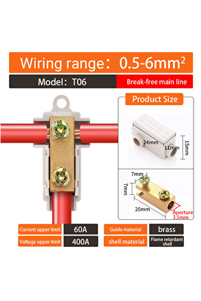 Choice20 1 ZK-T06 T-type High power branch terminal wire terminal Quick Junct...