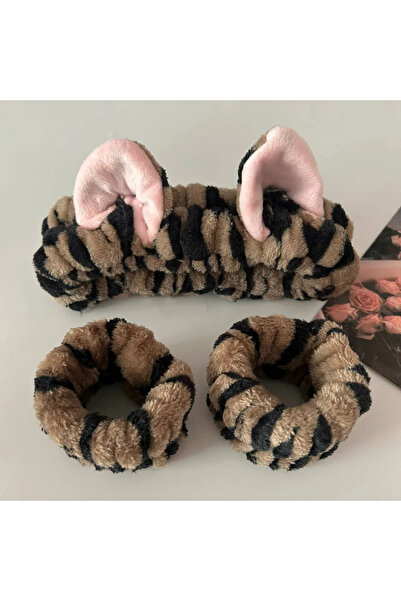 choice2 طقم من 3 قطع باللونين الأسود والبني، مطبوع بنقشة الفهد رأس وبري لطيف ...