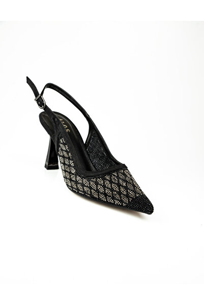 BABALİ Γυναικεία παπούτσια βραδινής φόρεμα με τακούνι από μαύρη πέτρα Alos 7403