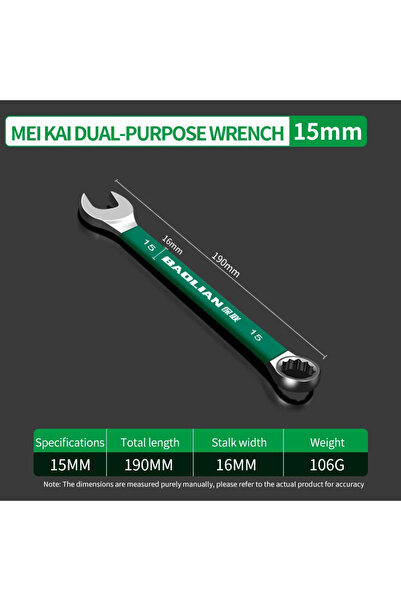 Choice10 15mm BaoLian Durable Wrench 8-30mm Plum Blossoms Open Combination Wr...